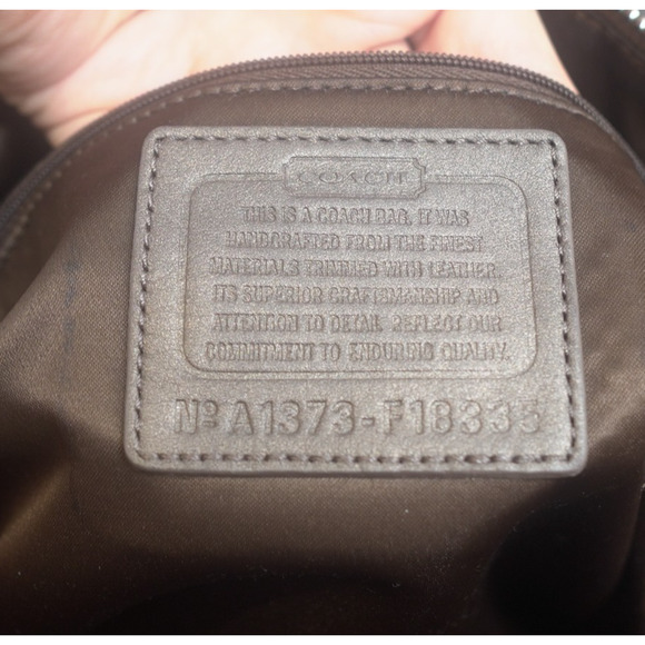 Coach F18335 Laura Signature Logo Tote Bag Shopper Bag Khaki / brown - Picture 3 of 12